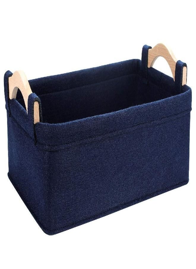 Small Storage Baskets Fabric Storage Bins Basket Soft Storage Baskets Decorative Bins Storage Basket for Cosmetics Makeups Coins Keys Mittens Hats Cards Storage Basket Navy Blue