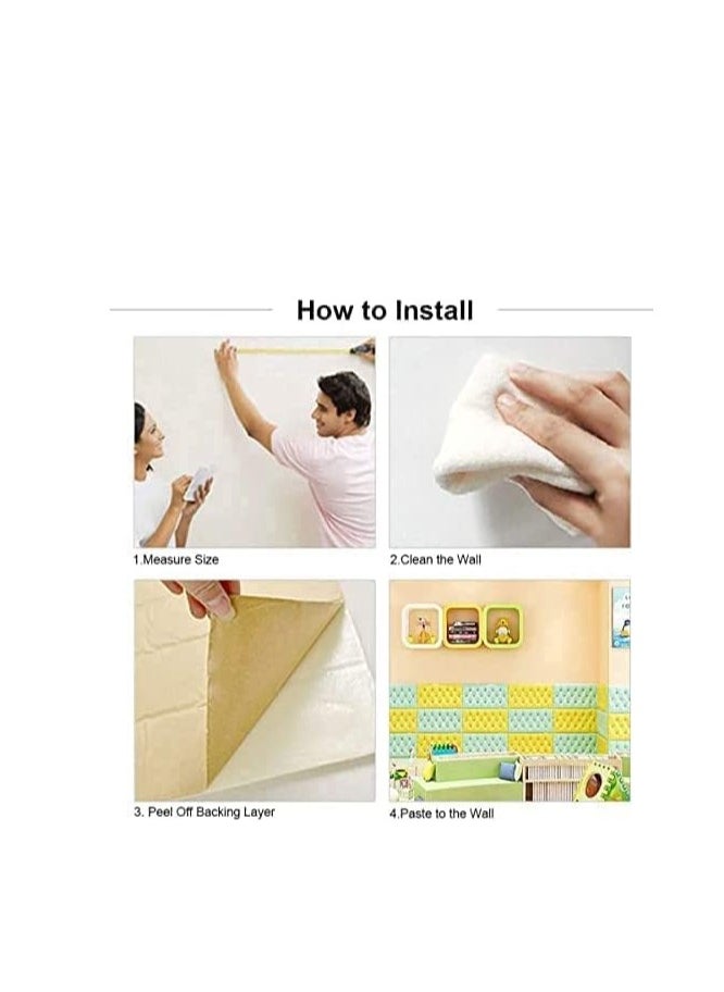 FLETIX 3D Self Adhesive Foam White Wallpaper Panels for Walls Living Room Bedroom Kitchen Self Adhesive Soft Cushion Pe Foam 3D Wallpaper (35 X 70cm, Appx. 2.7Sq Feet)(Colour White)