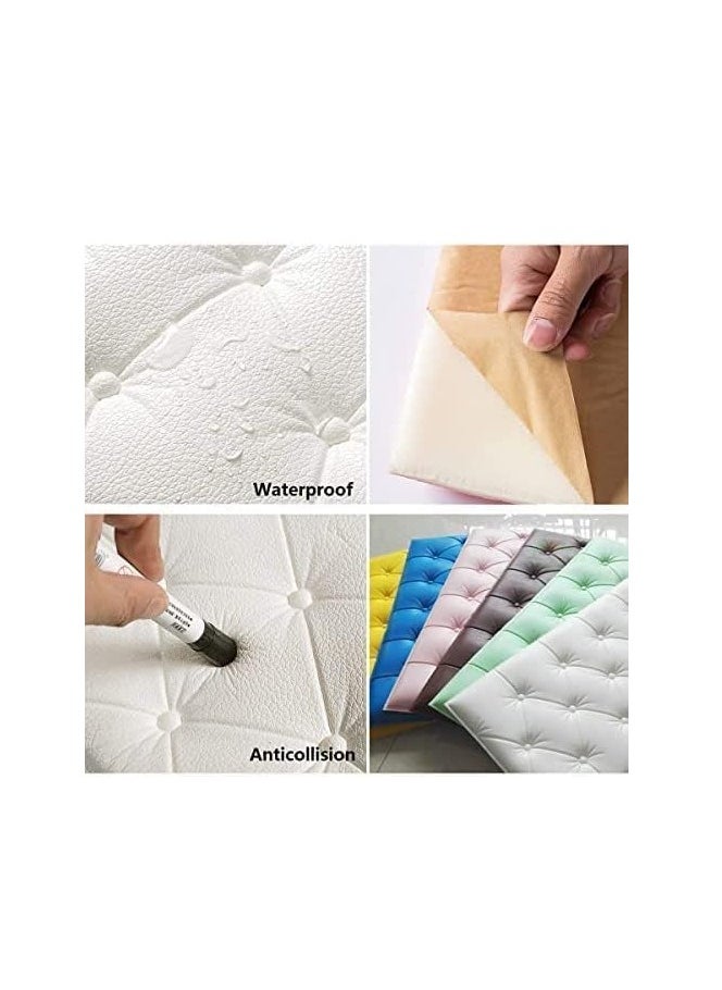 FLETIX 3D Self Adhesive Foam White Wallpaper Panels for Walls Living Room Bedroom Kitchen Self Adhesive Soft Cushion Pe Foam 3D Wallpaper (35 X 70cm, Appx. 2.7Sq Feet)(Colour White)