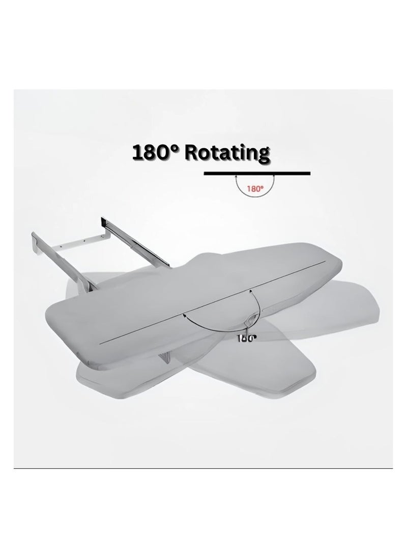 Pull Out Ironing Board Wall-Mounted 180° Rotatable Foldable Ironing Station with Heat-Resistant Cover Compact Retractable Space-Saving Design for Apartments