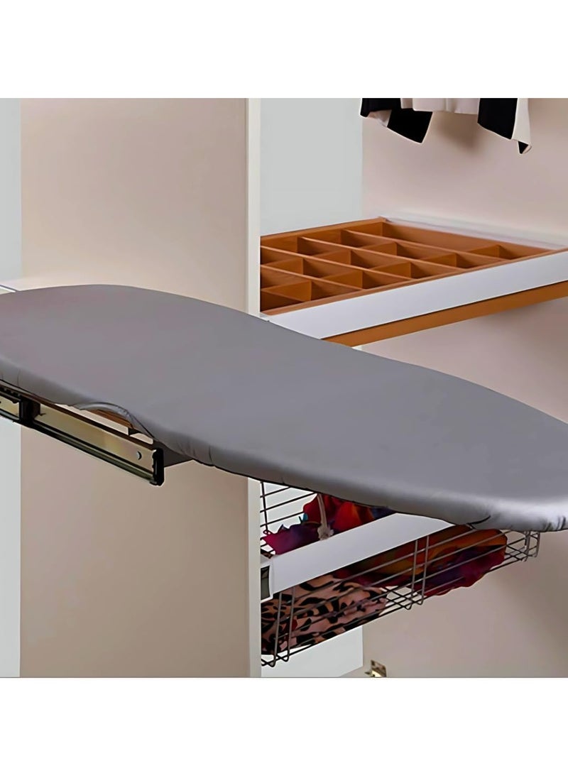 Pull Out Ironing Board Wall-Mounted 180° Rotatable Foldable Ironing Station with Heat-Resistant Cover Compact Retractable Space-Saving Design for Apartments