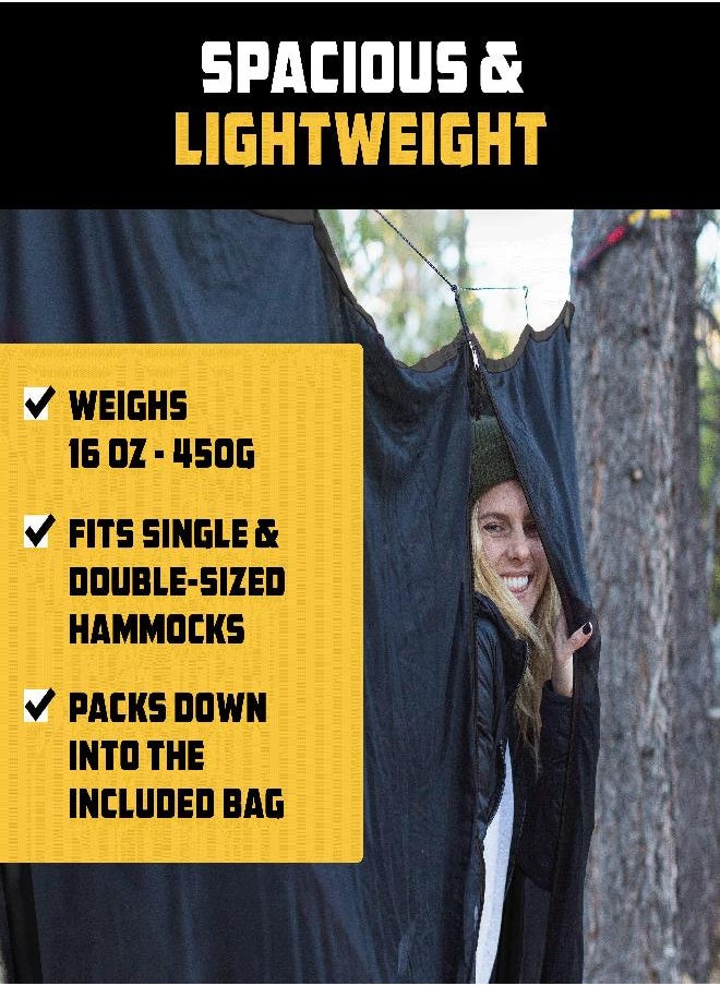 Wise Owl Outfitters Hammock Bug Net - The SnugNet Mosquito Net for Hammocks - Premium Quality, Waterproof, Mesh Hammock Netting w/Double-Sided Zipper - Essential Camping Gear, Black