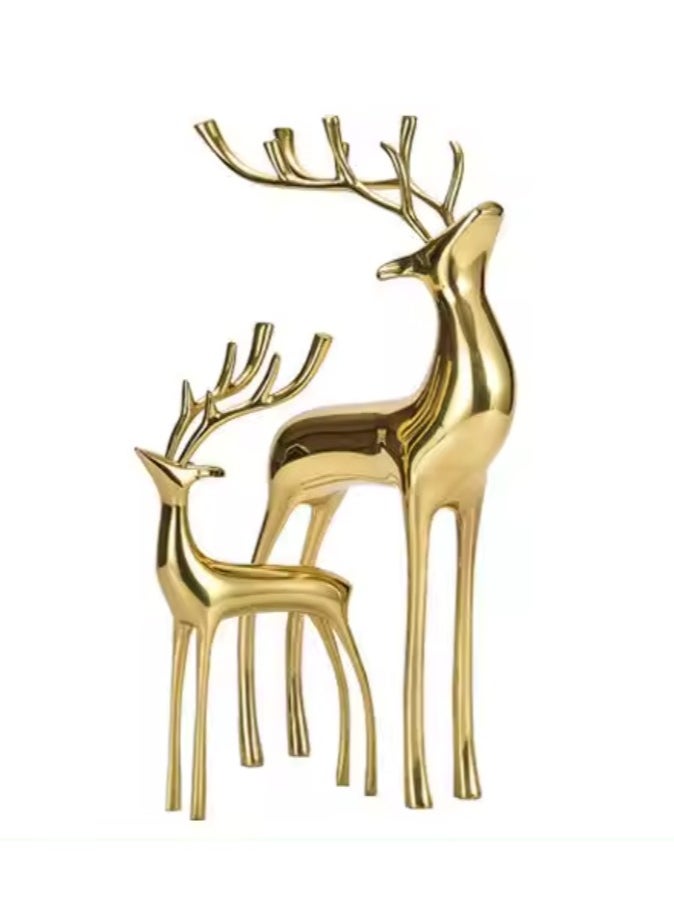 Golden Deer Figurines Elegant Living Room Decor set of 2