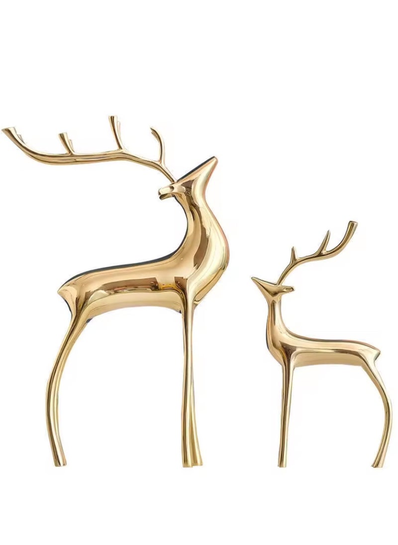 Golden Deer Figurines Elegant Living Room Decor set of 2