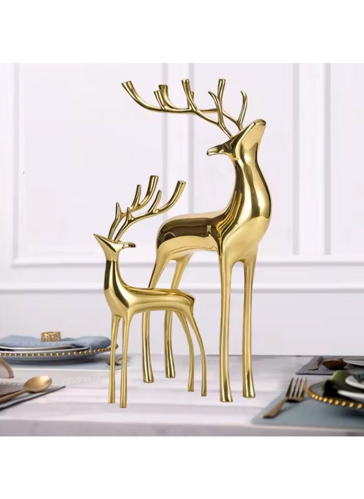 Golden Deer Figurines Elegant Living Room Decor set of 2