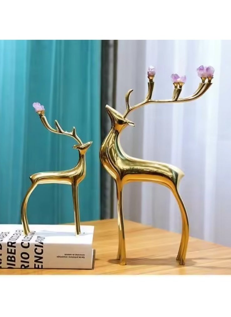 Golden Deer Figurines Elegant Living Room Decor set of 2