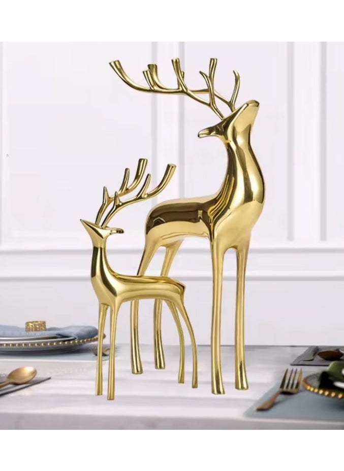 Golden Deer Figurines Elegant Living Room Decor set of 2