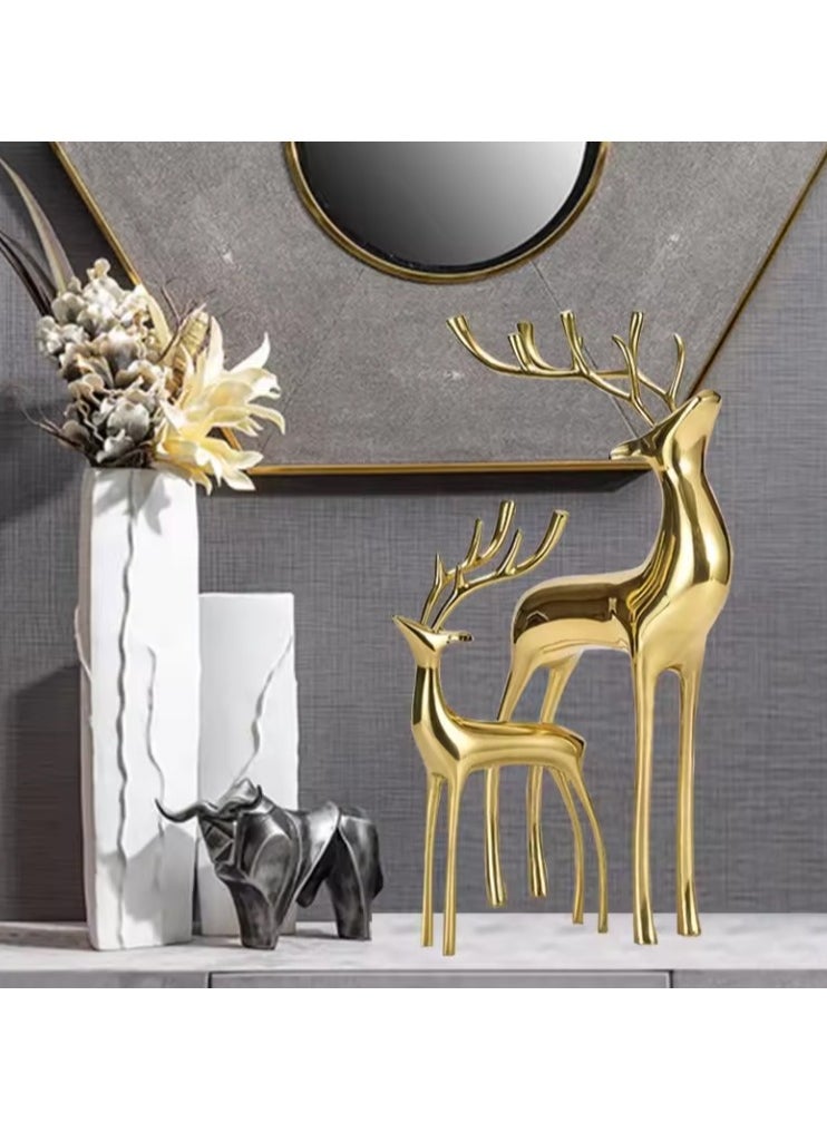 Golden Deer Figurines Elegant Living Room Decor set of 2