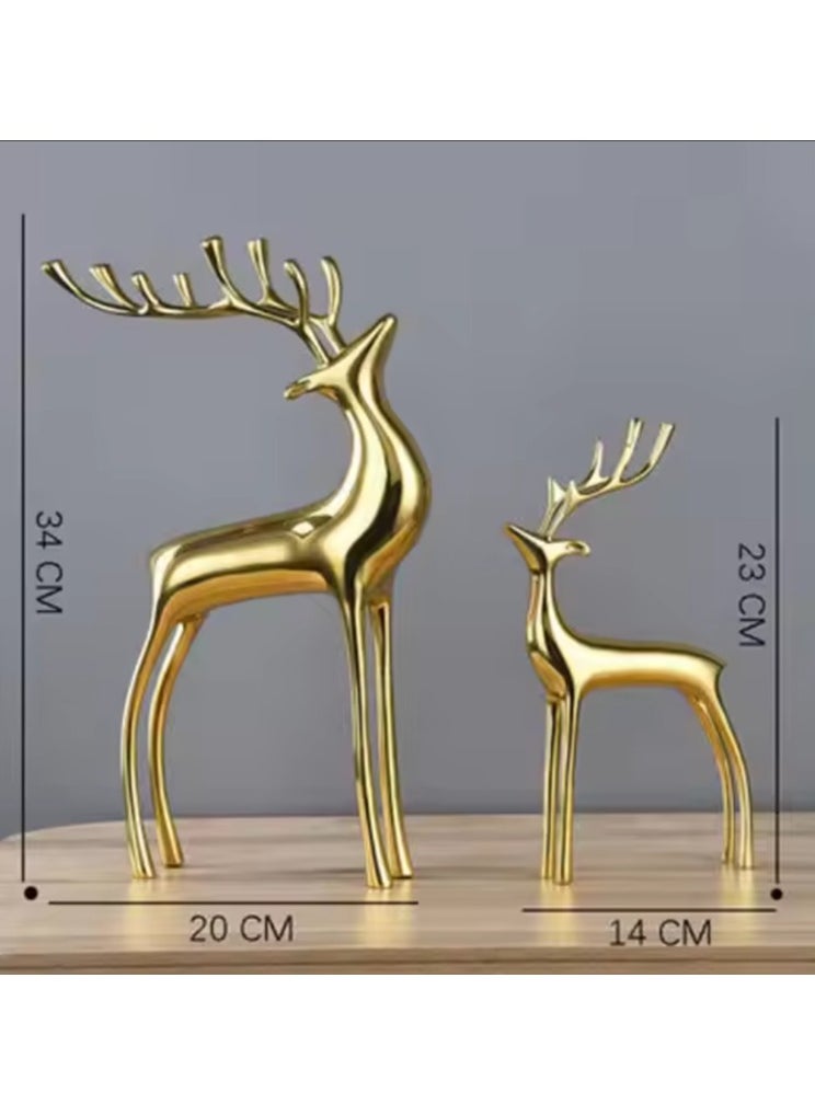 Golden Deer Figurines Elegant Living Room Decor set of 2