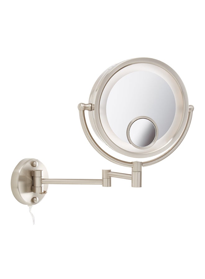 Lighted Wall Mount Makeup Mirror Silver