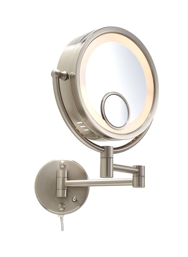 Lighted Wall Mount Makeup Mirror Silver