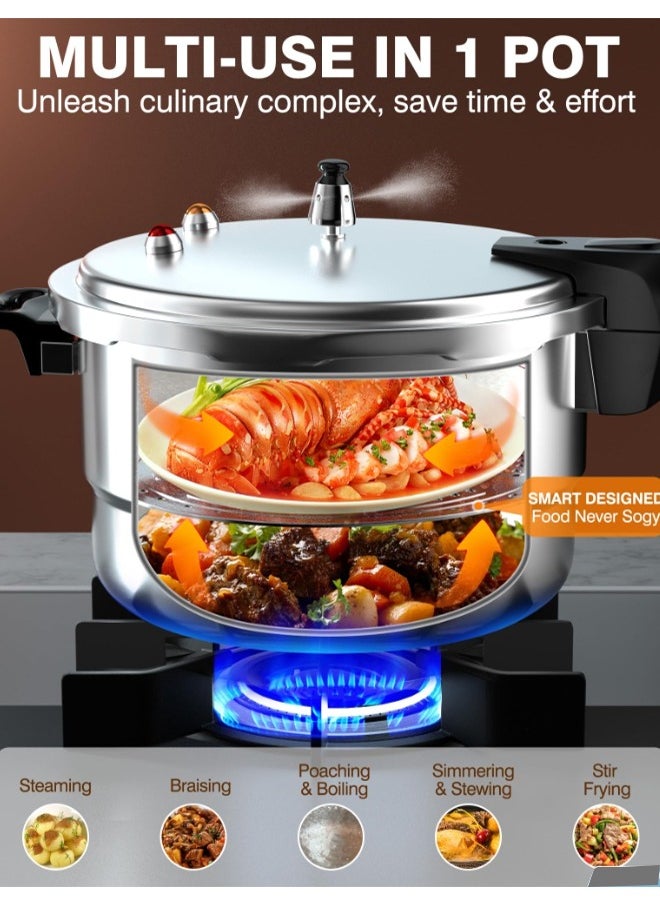 5L Aluminium Pressure Cooker Pressure Canner Induction Compaitable Durable Polished Surface For Quick Heating with Release Valve & Multiple Protective Devices