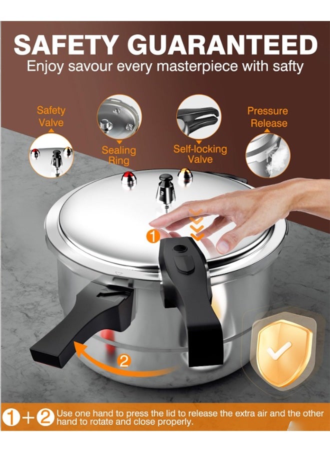 5L Aluminium Pressure Cooker Pressure Canner Induction Compaitable Durable Polished Surface For Quick Heating with Release Valve & Multiple Protective Devices