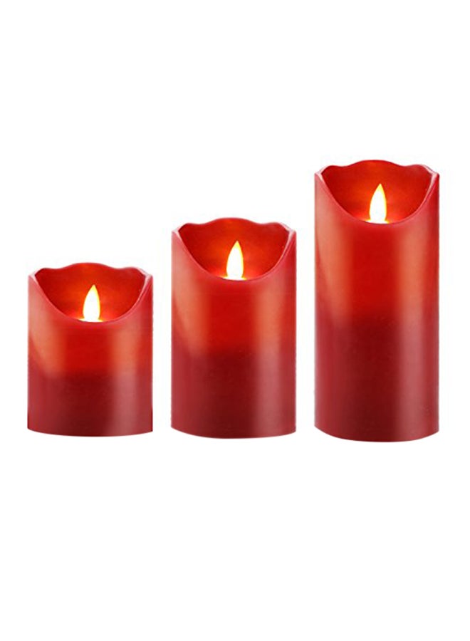 Set of 3 LED Flameless Candle With Remote Red 4.29X10.98X7.52inch