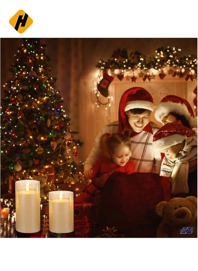 3PCS Flickering Flameless Candle Lights Kit – Dynamic & Constant Bright Lighting, 50% & 100% Dimmable, 4 Timer Settings, Battery Operated (2x AA), Indoor Use