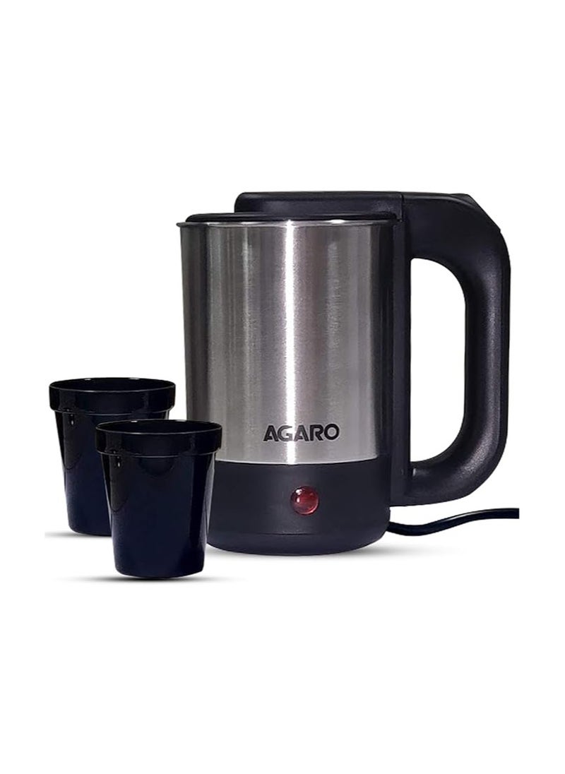 AGARO Stainless Steel Optima Electric Kettle-0.5L,Silver,1000 Watts,0.5 Liter