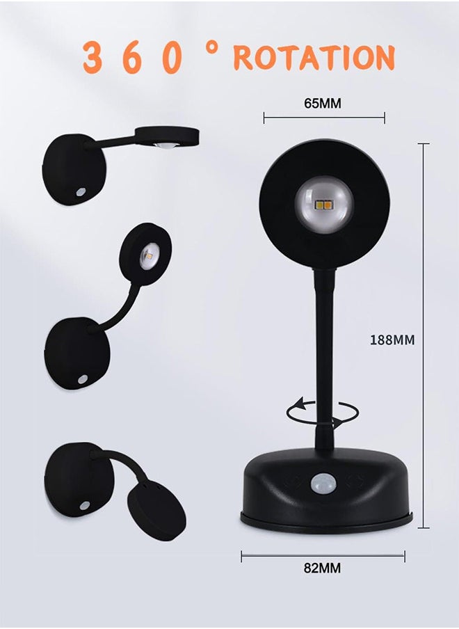 Motion Sensor Rechargeable LED Picture Light Dimmable 360 Degree Rotation Stick on Wall Sconce for Paintings Battery Operated
