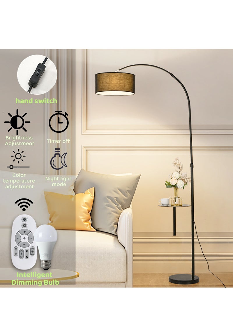 Floor Lamp With Led Bulb Metal 12W Warm Light Black