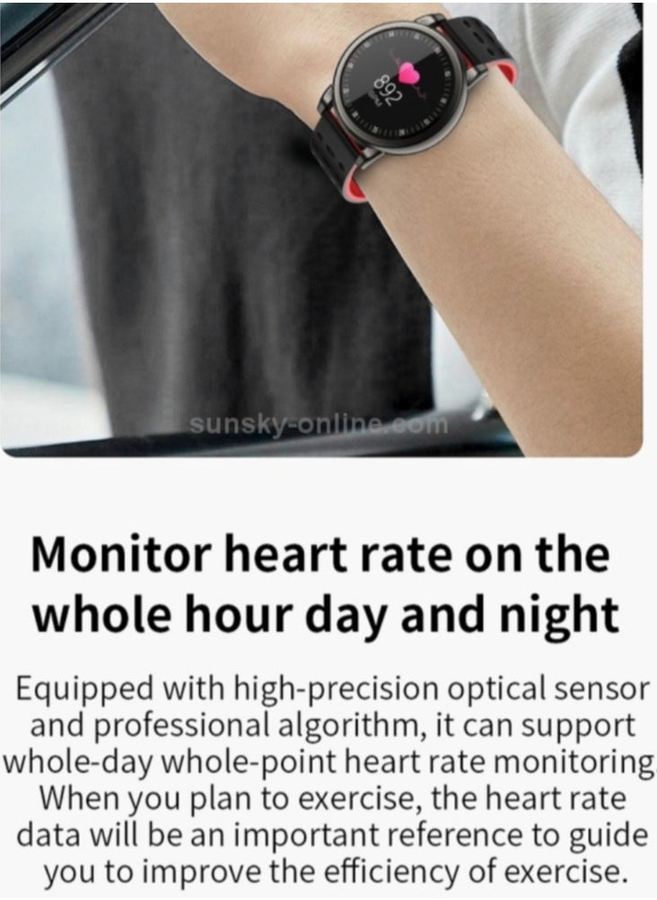 Smartwatch with 1.08 Inch Color IPS Display IP67 Waterproof Design Supports Message Reminder Heart Rate Monitoring Blood Oxygen Level Blood Pressure Monitoring and Sleep Tracking