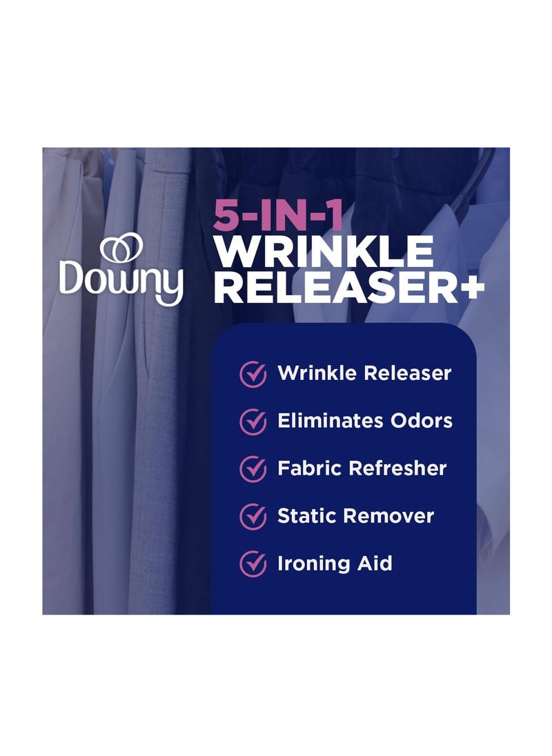 Downy Wrinkle Releaser Spray, Travel Size Spray + 16.9 Fl Oz Pack of 2, All In One Formula, Removes Wrinkles, Static and Odors, Light Fresh Scent