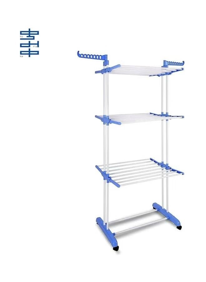 3-Layers  Clothes Drying Stand Silver/Blue 170x126x64cm