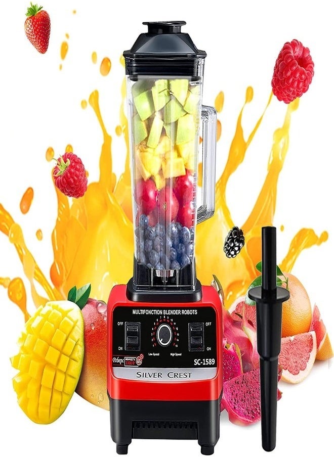 High Speed Countertop Blender With Pure Copper Motor, 6 Sharp Stainless Steel Blades 2.5L Red