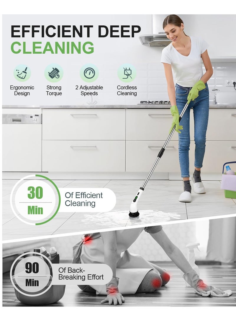 Multi Purpose Electric Cleaning Brush, Electric Cleaning Brush with 9 Replaceable Brush Heads, Electric Brush Head Cleaning Brushes are Suitable for Kitchen, Bathroom, Living Room, Bedroom