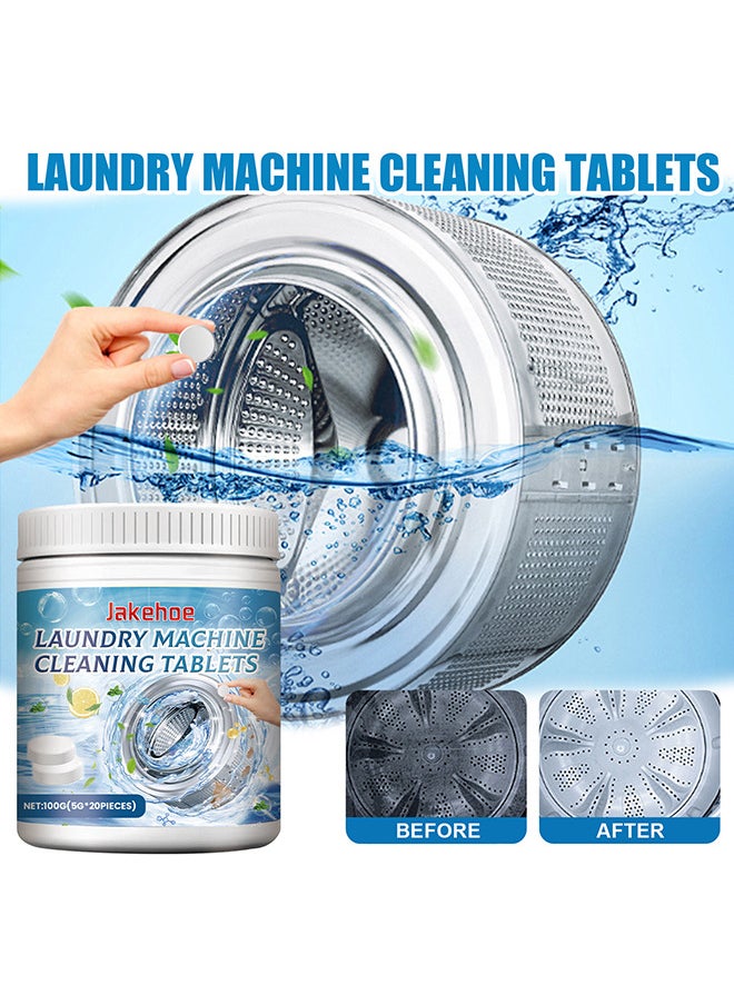 20 PIECES Laundry Machine Cleaning Tablets, Washing Machine Cleaner Effervescent Tablets Washing Machine Cleaner Descaling Agent, Suitable For Washing Machine Cleaning, Sterilization, Dirt Removal