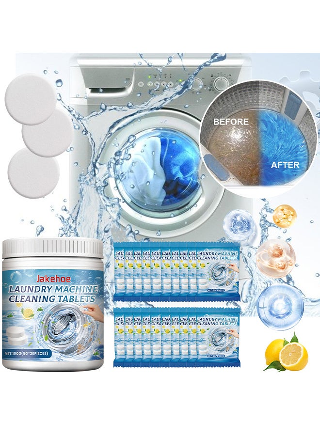 20 PIECES Laundry Machine Cleaning Tablets, Washing Machine Cleaner Effervescent Tablets Washing Machine Cleaner Descaling Agent, Suitable For Washing Machine Cleaning, Sterilization, Dirt Removal