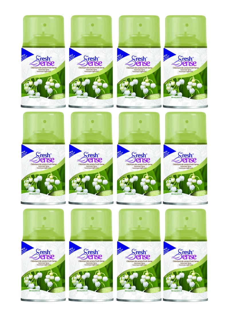 LILY OF VALLEY Refill - PACK of 12 x 260ml - Automatic Spray Auto Spray Air Freshener for Home Bathroom Toilet Office Neutralizes Bad Odors FRESH SENSE