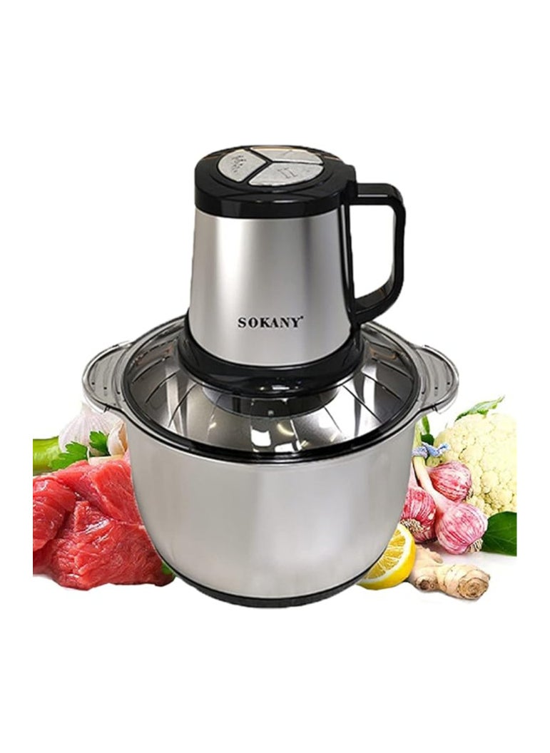 SOKANY SK-7015 800W Meat Grinder Electric, Food Processor Onion Vegetable Garlic Chopper Electric 4 Blades 5L Robust Stainless Steel Bowl (SK-7015, 800W, 5L)