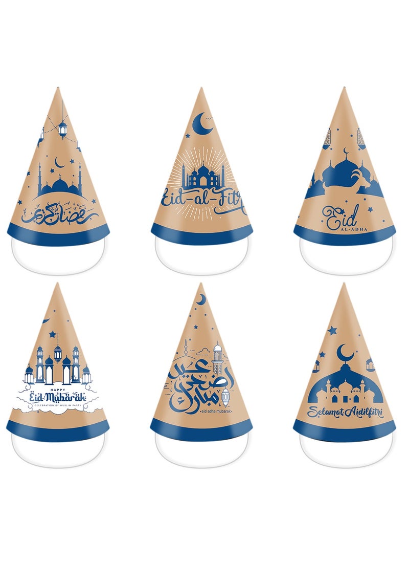 6 Pcs Ramadan Eid Party Hats For Kids Adult Paper Decorative Party Hats For Ramadan Eid Mubarak Party Supplies Celebration