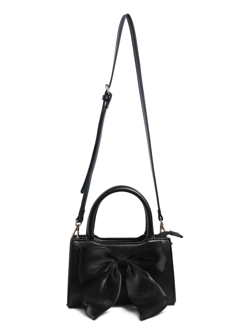 Big Bow Detail Mini Handbag in Black