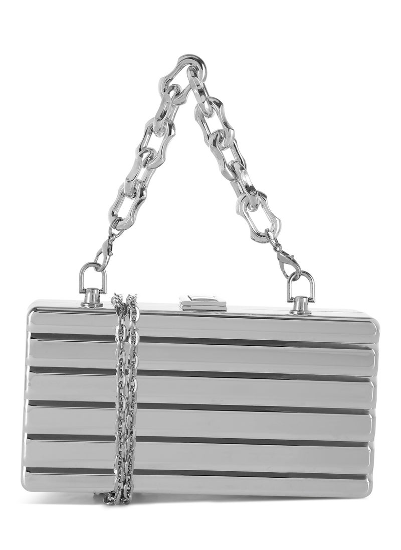 Silver Metallic Mini Box Purse