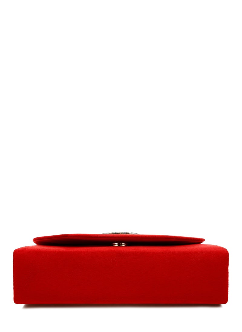 Mini Top Handle Brooch Bag in Red