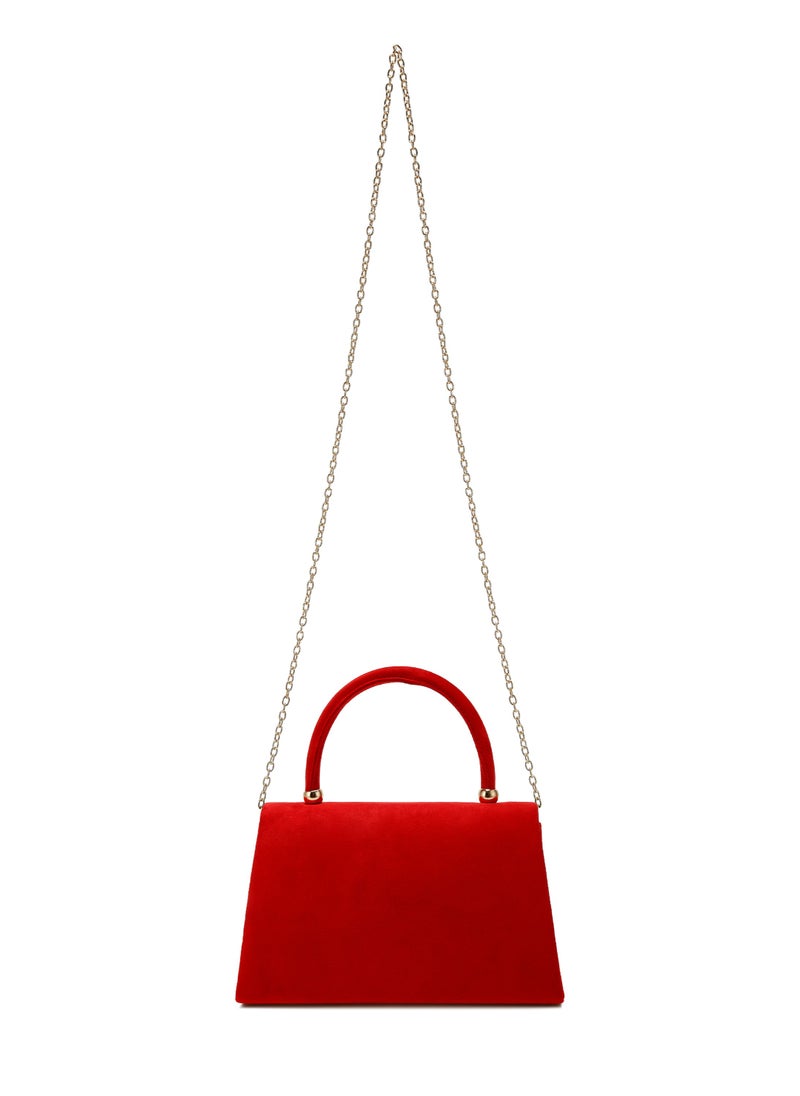 Mini Top Handle Brooch Bag in Red