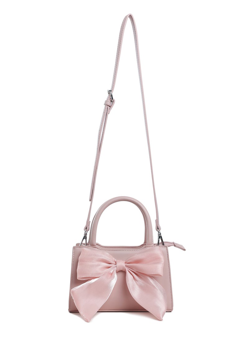 Big Bow Detail Mini Handbag in Pink