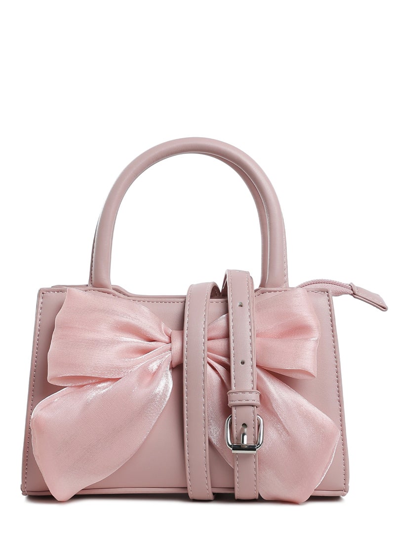 Big Bow Detail Mini Handbag in Pink