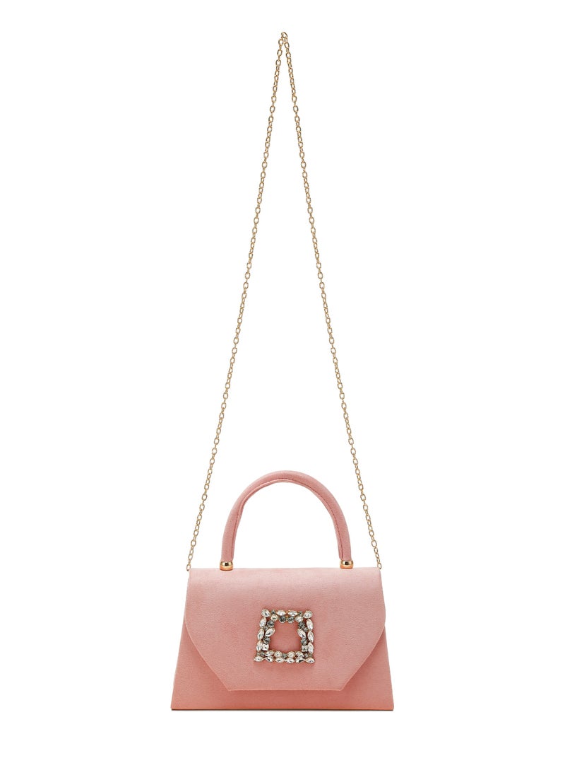 Mini Top Handle Brooch Bag in Pink