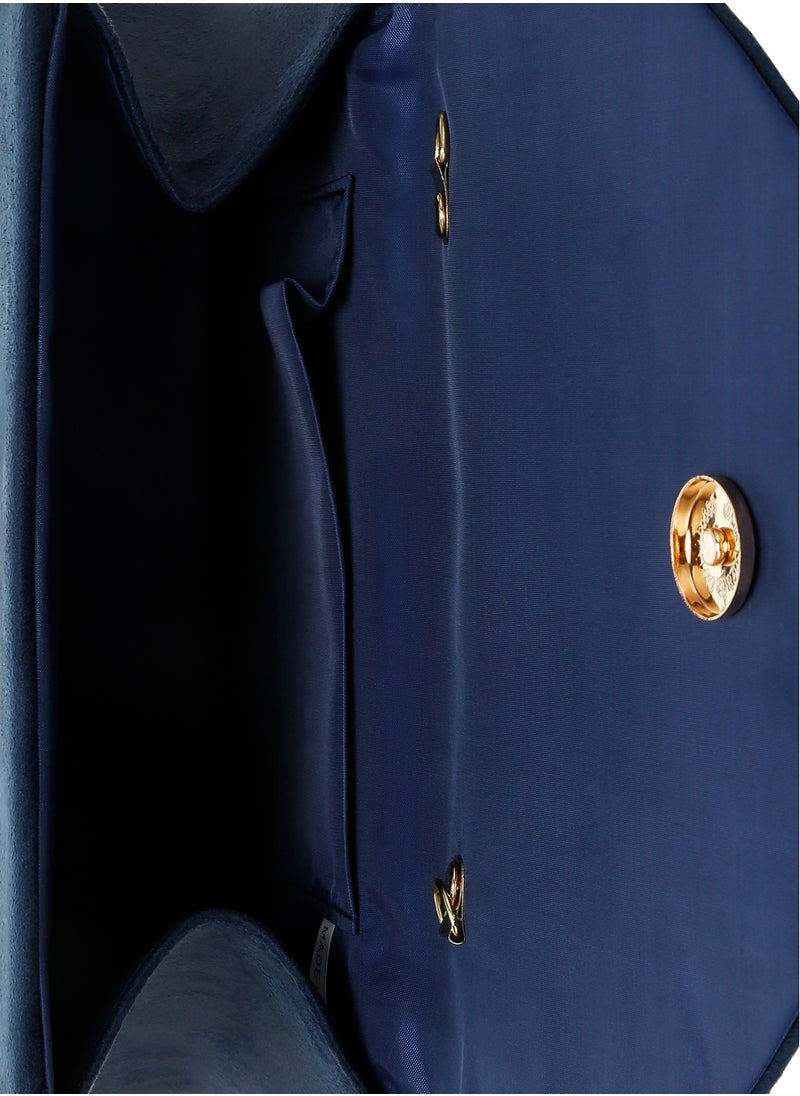 Mini Top Handle Brooch Bag in Navy