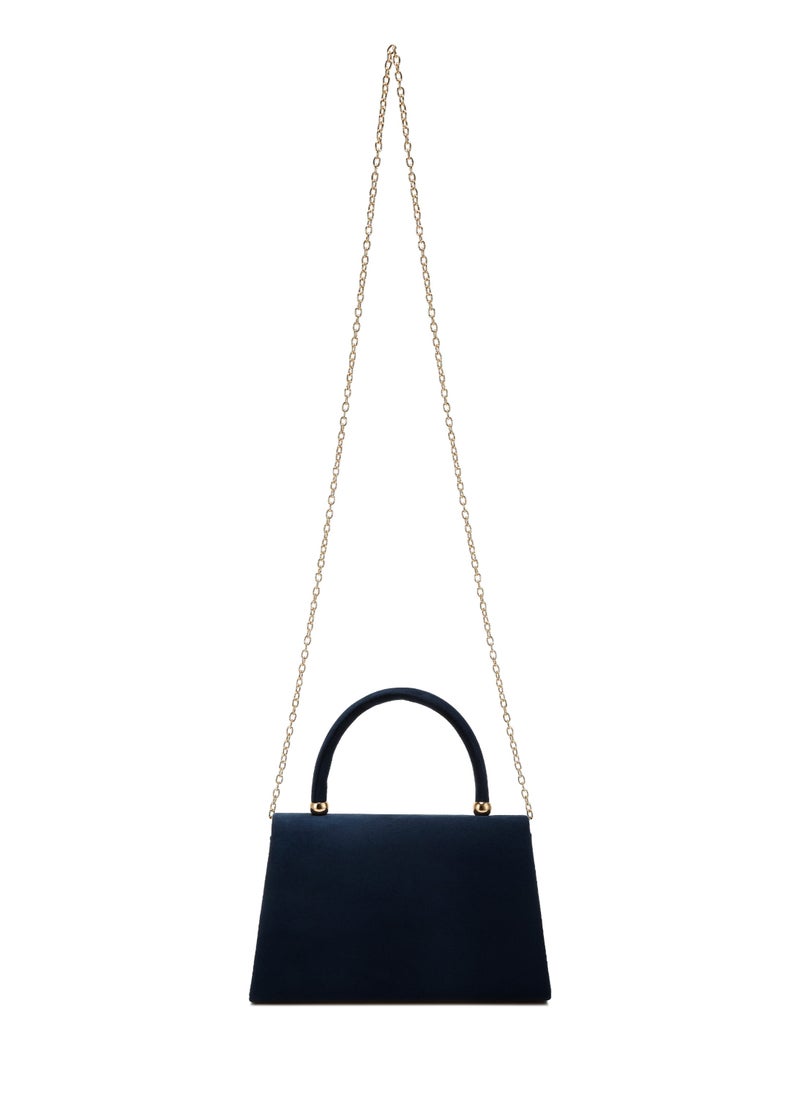 Mini Top Handle Brooch Bag in Navy