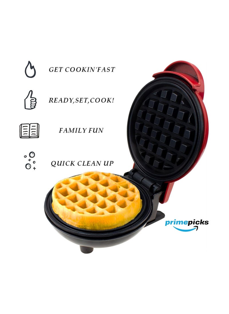 Mini Waffle Maker - Made with Premium Quality Plastic & Non-Stick Coating - Pancake Maker for Brownies, Cookies, Quesadillas, Calzones, Hash Browns and other Foods. (Mix colors)