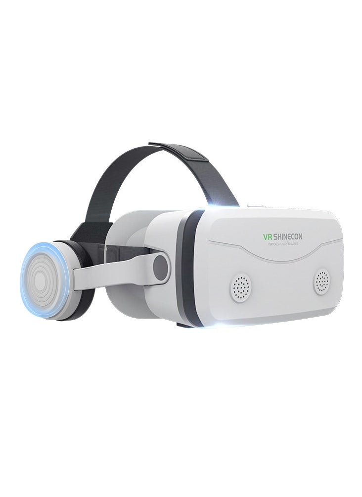 G15E VR Glasses IMAX 3D Movies Virtual Reality VR Glasses Google Cardboard Box VR Helmet for 4.7-7 Phone, Support Game Joystick (White)