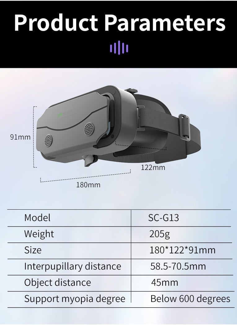 Immersive VR Glasses for Smartphones – Virtual Reality Headset for 4.7-7.0 Inch Phones, 3D Movie & Gaming Experience, Adjustable Pupil & Focal Distance, 100° Wide View, Lightweight & Portable