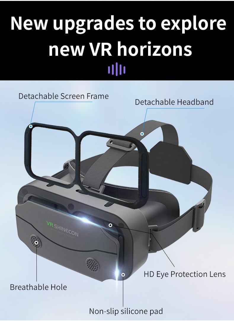 Immersive VR Glasses for Smartphones – Virtual Reality Headset for 4.7-7.0 Inch Phones, 3D Movie & Gaming Experience, Adjustable Pupil & Focal Distance, 100° Wide View, Lightweight & Portable