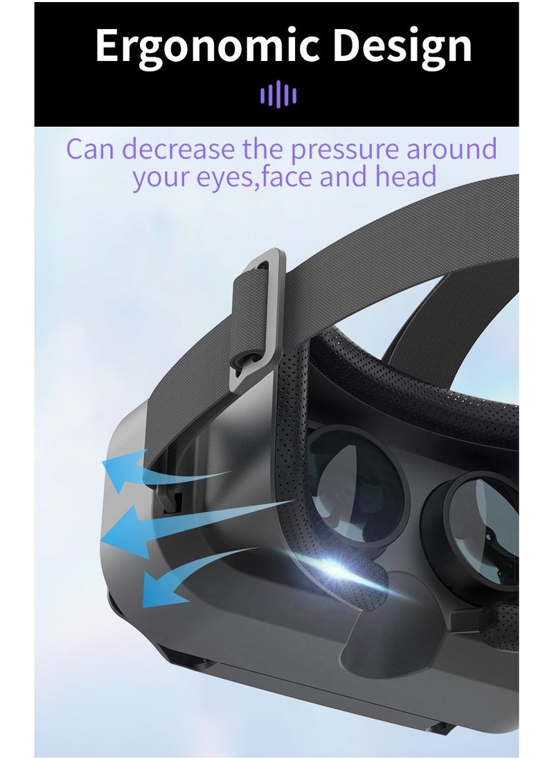Immersive VR Glasses for Smartphones – Virtual Reality Headset for 4.7-7.0 Inch Phones, 3D Movie & Gaming Experience, Adjustable Pupil & Focal Distance, 100° Wide View, Lightweight & Portable