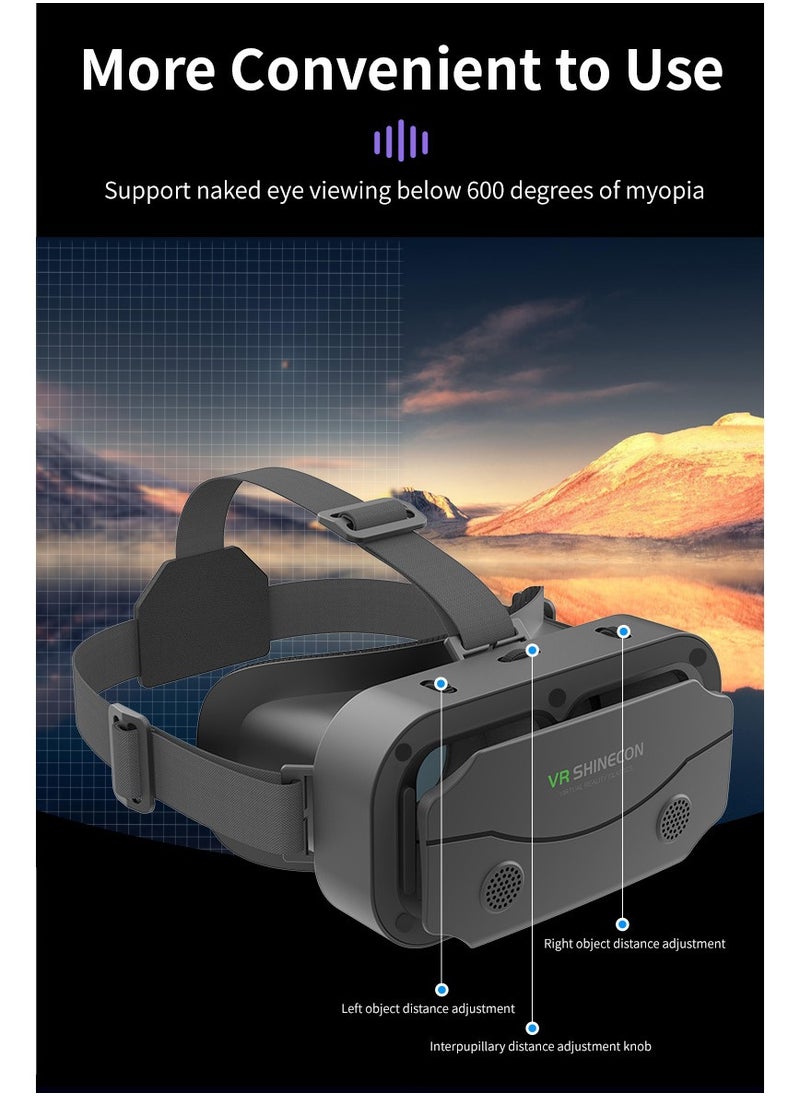 Immersive VR Glasses for Smartphones – Virtual Reality Headset for 4.7-7.0 Inch Phones, 3D Movie & Gaming Experience, Adjustable Pupil & Focal Distance, 100° Wide View, Lightweight & Portable