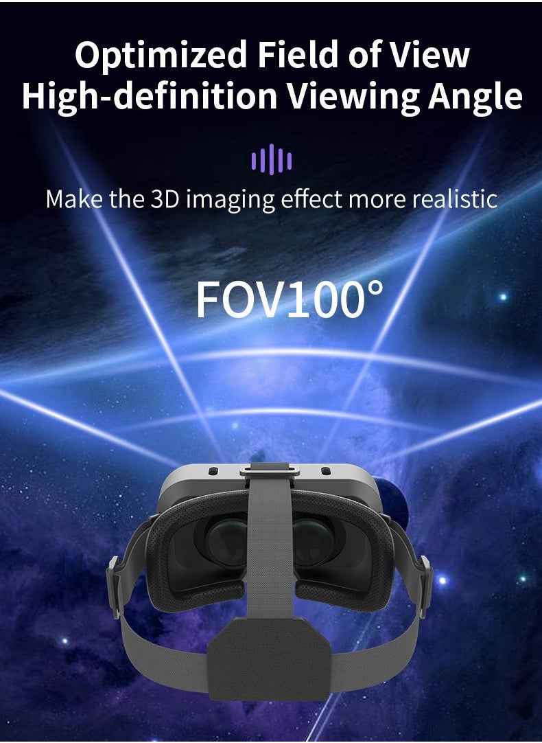 Immersive VR Glasses for Smartphones – Virtual Reality Headset for 4.7-7.0 Inch Phones, 3D Movie & Gaming Experience, Adjustable Pupil & Focal Distance, 100° Wide View, Lightweight & Portable