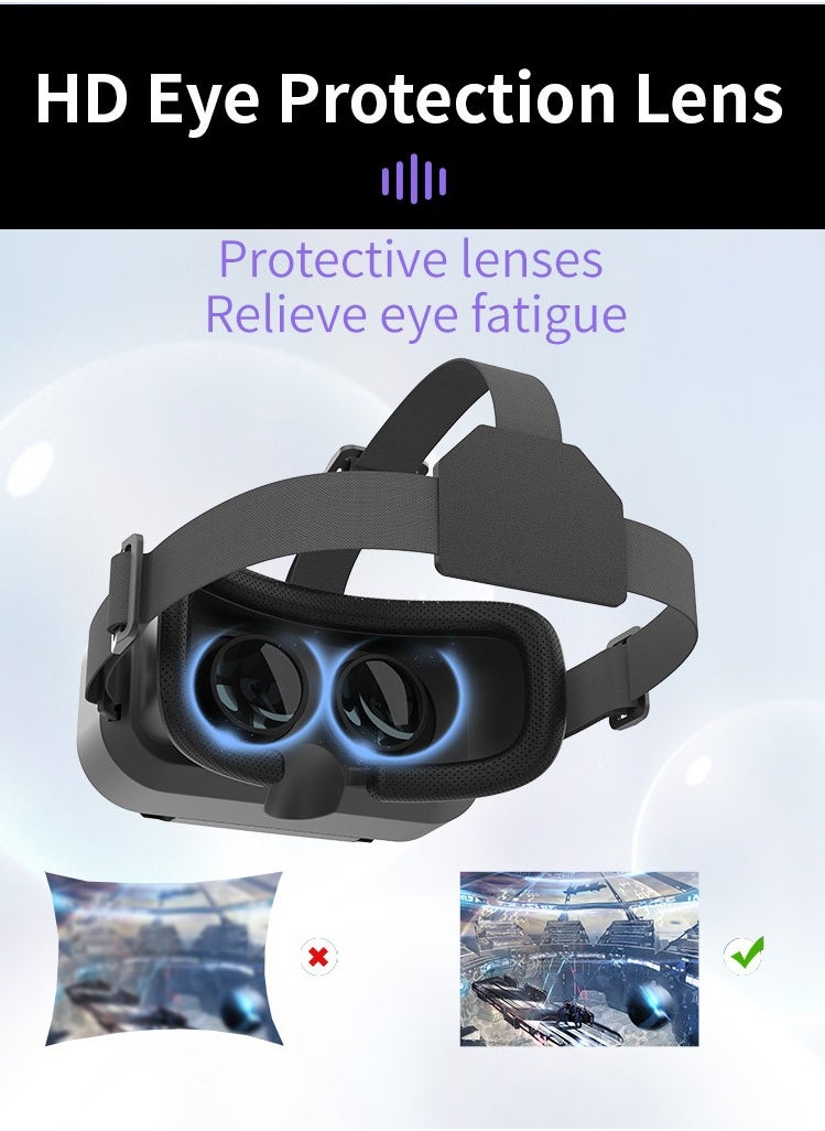 Immersive VR Glasses for Smartphones – Virtual Reality Headset for 4.7-7.0 Inch Phones, 3D Movie & Gaming Experience, Adjustable Pupil & Focal Distance, 100° Wide View, Lightweight & Portable