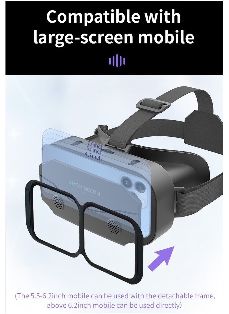 Immersive VR Glasses for Smartphones – Virtual Reality Headset for 4.7-7.0 Inch Phones, 3D Movie & Gaming Experience, Adjustable Pupil & Focal Distance, 100° Wide View, Lightweight & Portable